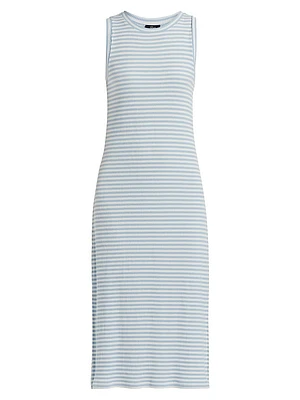 Striped Stretch Cotton Tank Midi-Dress