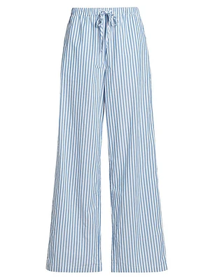 Emmie Striped Cotton Wide-Leg Pants