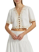 Cataluna Embroidered Cotton Poplin Top