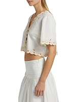 Cataluna Embroidered Cotton Poplin Top