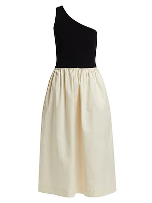 Anita Colorblocked One-Shoulder Midi-Dress