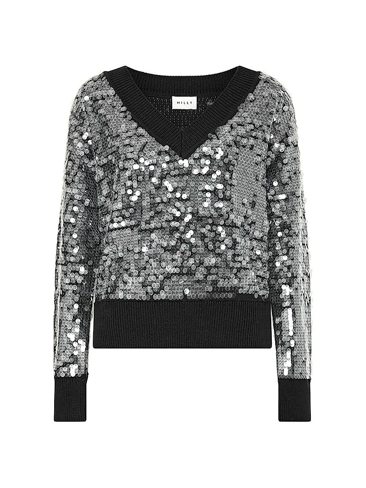 Ilaria Sequined V-Neck Sweater