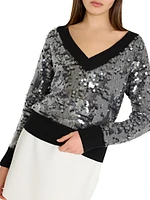 Ilaria Sequined V-Neck Sweater