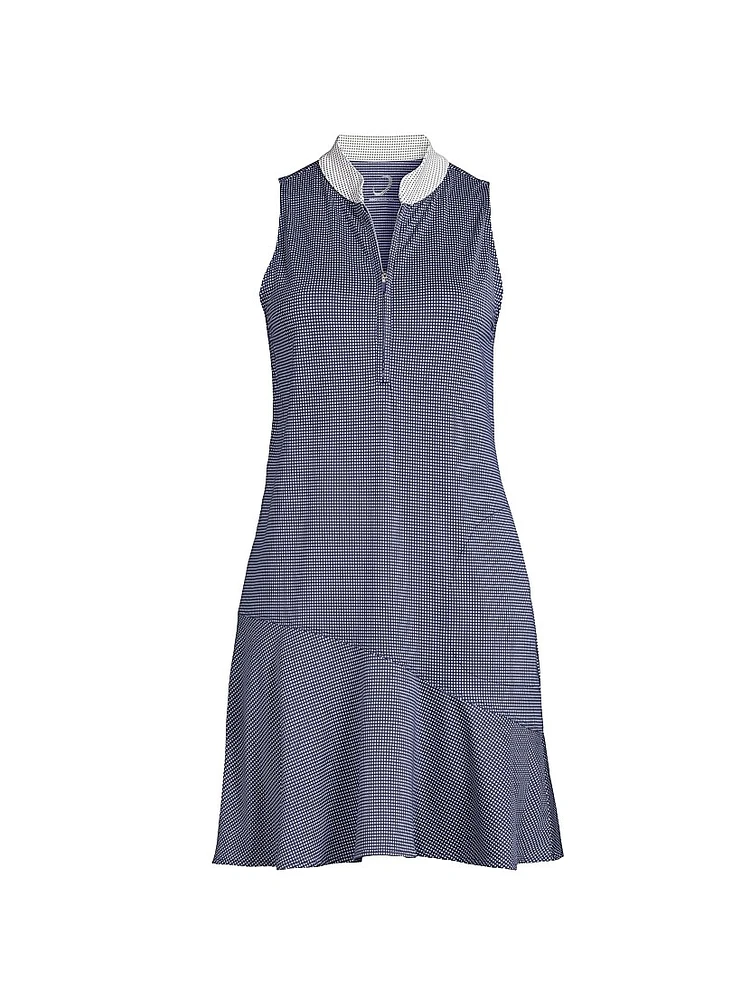 Izzy Micro-Dot Front-Zip Minidress