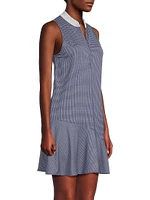 Izzy Micro-Dot Front-Zip Minidress