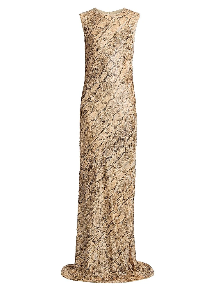 Depal Snakeskin Print Column Gown