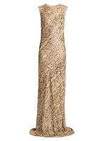 Depal Snakeskin Print Column Gown