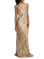 Depal Snakeskin Print Column Gown