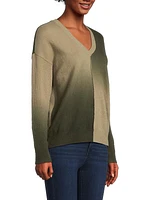 Cashmere Dip-Dyed V-Neck Sweater