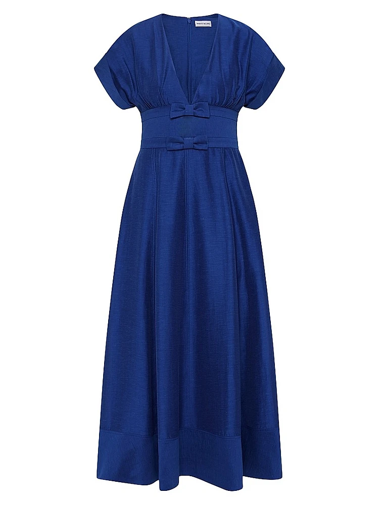 Cera V-Neck Bow Midi-Dress