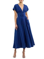 Cera V-Neck Bow Midi-Dress
