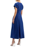 Cera V-Neck Bow Midi-Dress