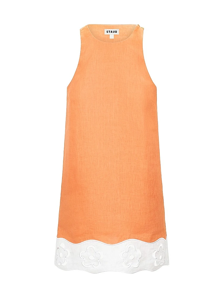 Mika Floral Eyelet-Trimmed Linen Shift Minidress