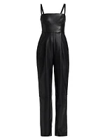 Faux Leather Squareneck Jumpsuit