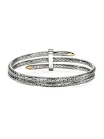Spear Sterling Silver, 14K Yellow Gold & 0.23 TCW Diamond Flexible Cuff
