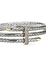 Spear Sterling Silver, 14K Yellow Gold & 0.23 TCW Diamond Flexible Cuff