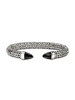Spear Sterling Silver & Black Onyx Flexible Cuff