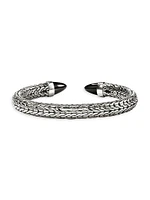 Spear Sterling Silver & Black Onyx Flexible Cuff