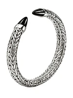 Spear Sterling Silver & Black Onyx Flexible Cuff