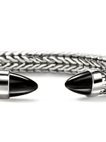 Spear Sterling Silver & Black Onyx Flexible Cuff