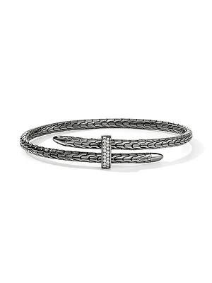 Spear Black-Rhodium-Plated Sterling Silver & 0.16 TCW Diamond Cuff