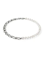 Surf Sterling Silver & Cultured Freshwater Pearl Necklace