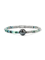 Sterling Silver & Mixed-Media Beaded Bracelet