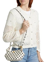 Rhinestone Cotton Pointelle Cardigan