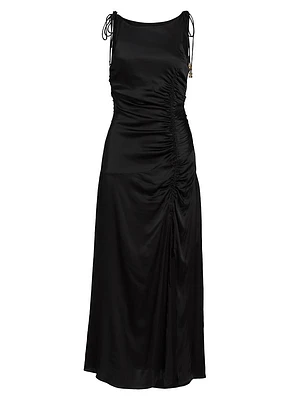 Satin Gathered Maxi Dress