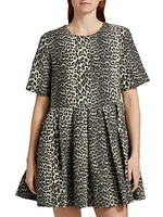 Leopard Cotton Tweed Minidress