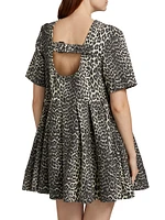 Leopard Cotton Tweed Minidress