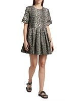 Leopard Cotton Tweed Minidress