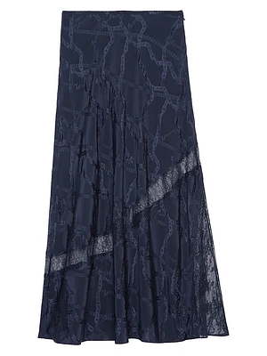 Jaylal Chaines Lace-Detail Midi-Skirt