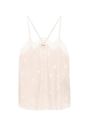 Christy Flash Heart Silk Camisole Top