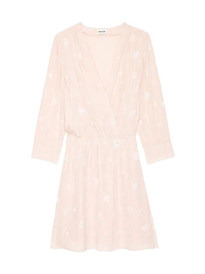 Rucas Flash Heart Jacquard Silk Minidress