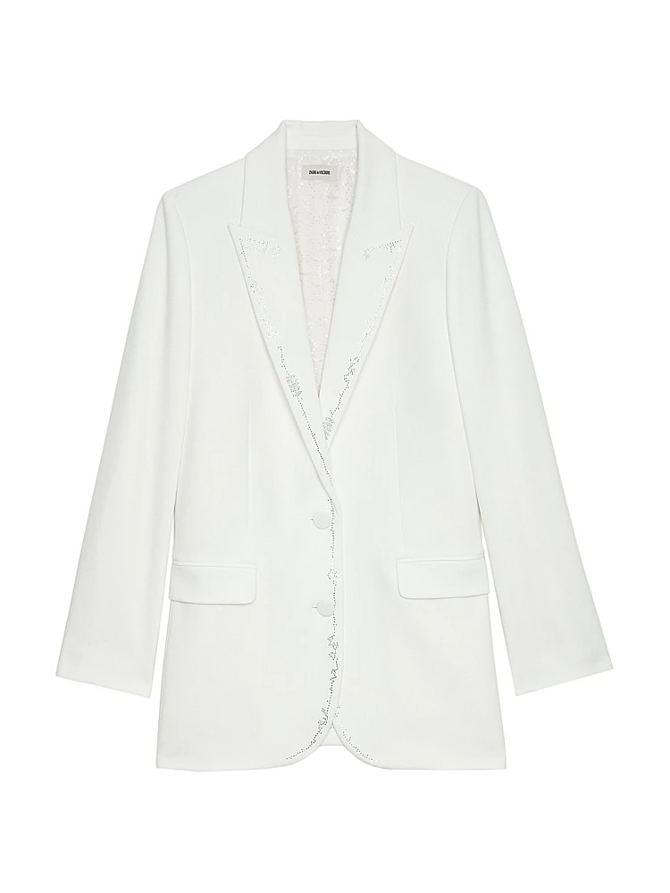 Viva Strass Embellished Peak Lapel Blazer