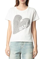 Alys Cotton Jersey Heart Strass T-Shirt