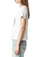 Alys Cotton Jersey Heart Strass T-Shirt