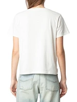 Alys Cotton Jersey Heart Strass T-Shirt