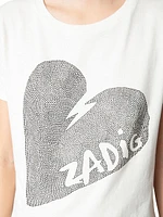 Alys Cotton Jersey Heart Strass T-Shirt