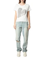 Alys Cotton Jersey Heart Strass T-Shirt