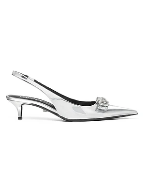 Metallic Leather Slingback Pumps