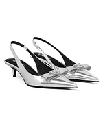 Metallic Leather Slingback Pumps