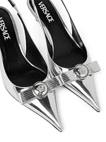 Metallic Leather Slingback Pumps
