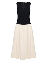 Reese Mixed Media Sleeveless Midi-Dress