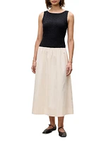 Reese Mixed Media Sleeveless Midi-Dress