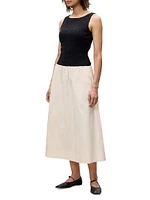 Reese Mixed Media Sleeveless Midi-Dress