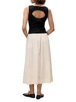 Reese Mixed Media Sleeveless Midi-Dress
