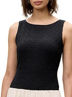 Reese Mixed Media Sleeveless Midi-Dress