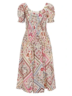 Anya Floral Smocked Midi-Dress